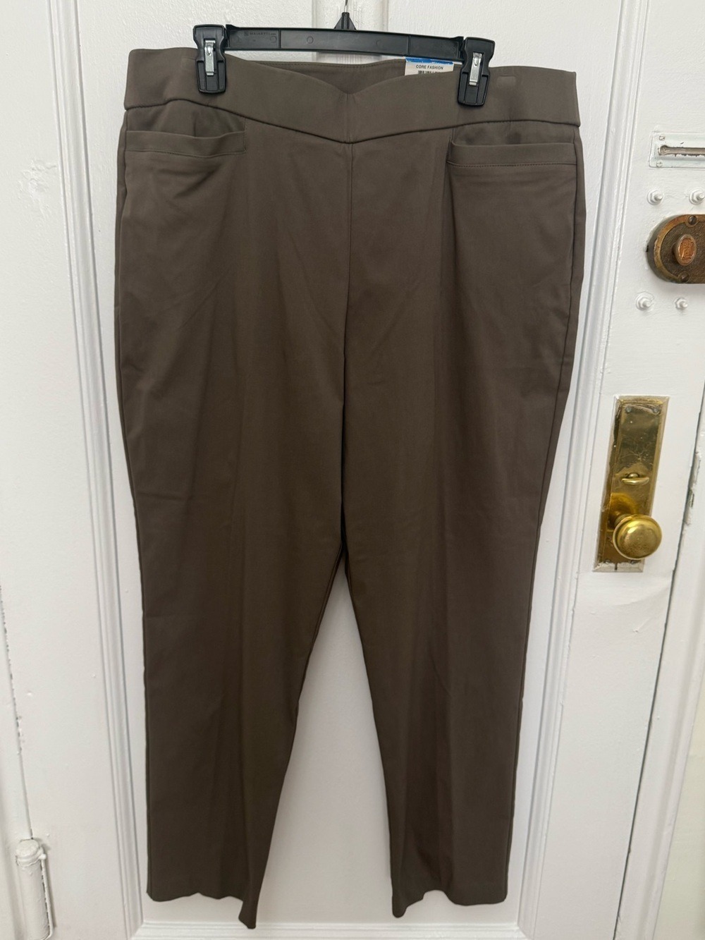 JM Collection Slim Leg Clay Brown Pull On Tummy Control Dress Pants Size XL New